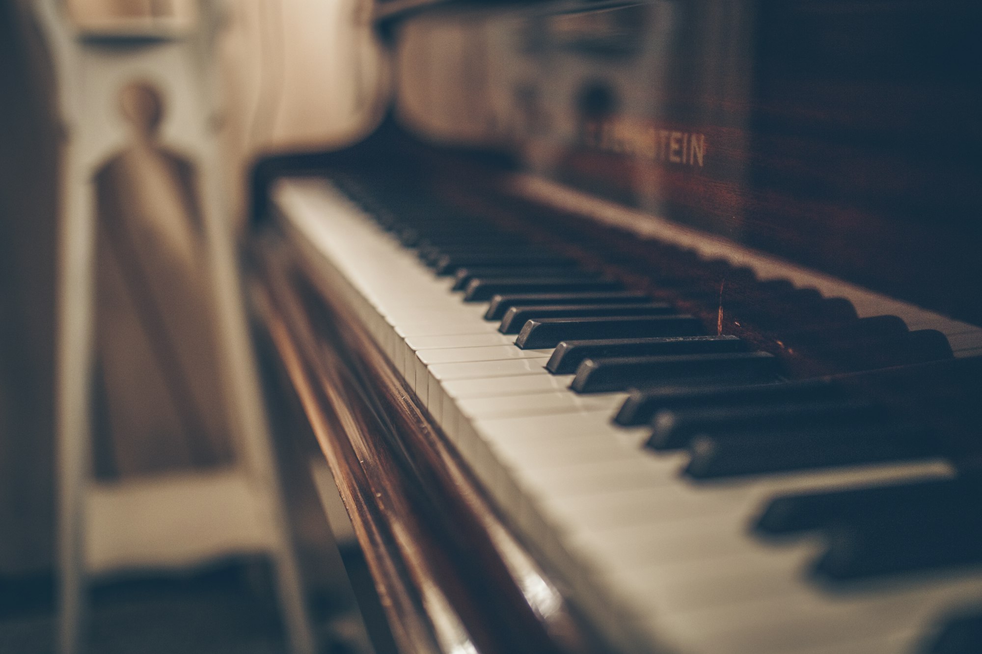 Grand piano in concert hall