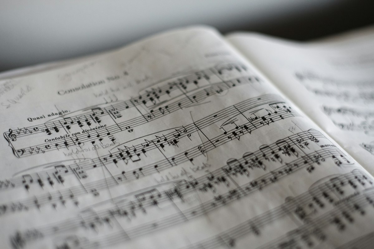 Sheet music close up